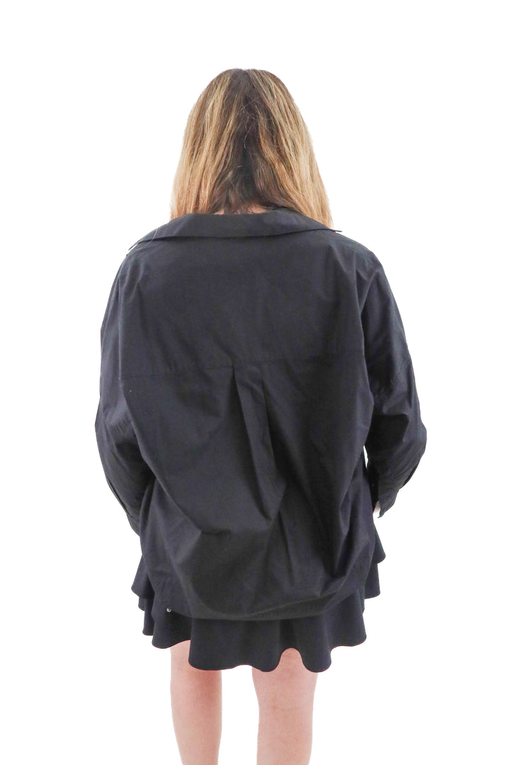 french connection black long sleeve blouse (m)