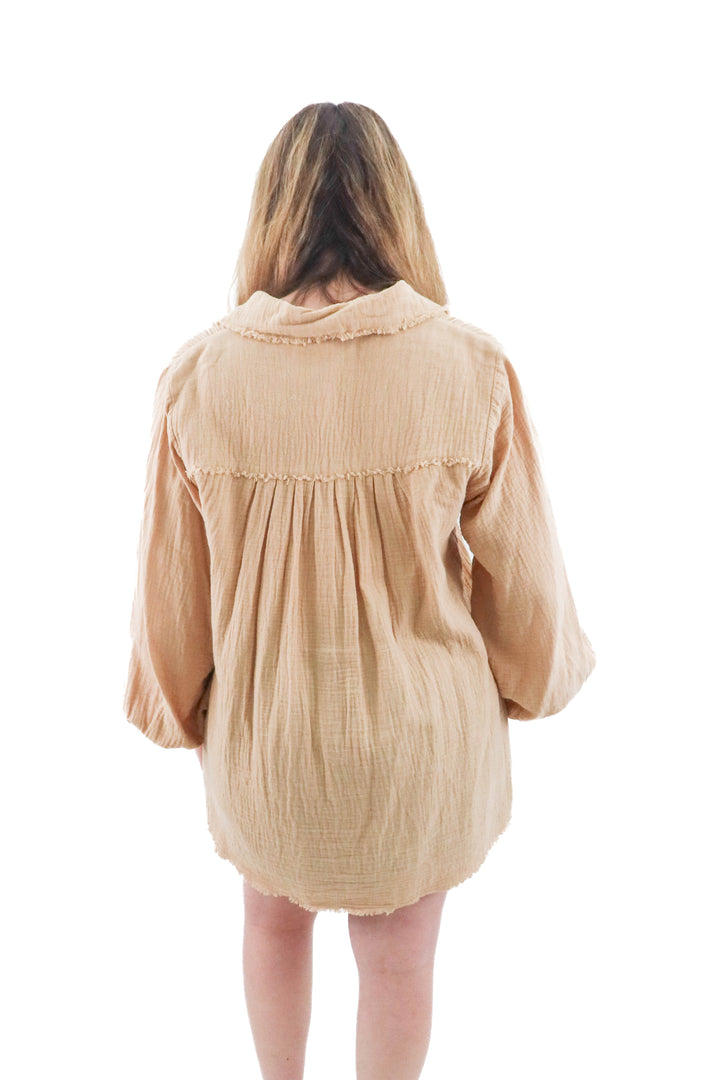 show me your mumu tan cotton blouse (m; retail $68)