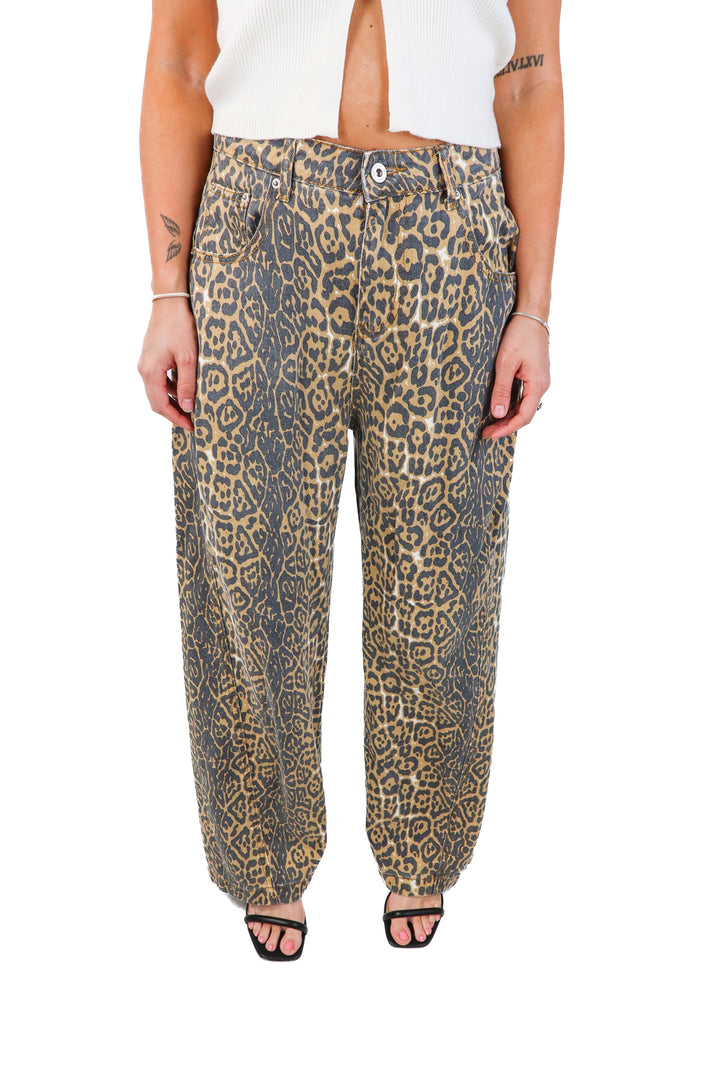 tikn cheetah denim pants (XL)