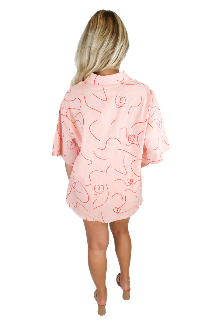 Petal + Pup Pink & Red Swirl Short Set NWT (M)