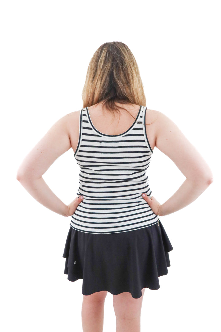 enza costa black and white tank (m; retail $110)