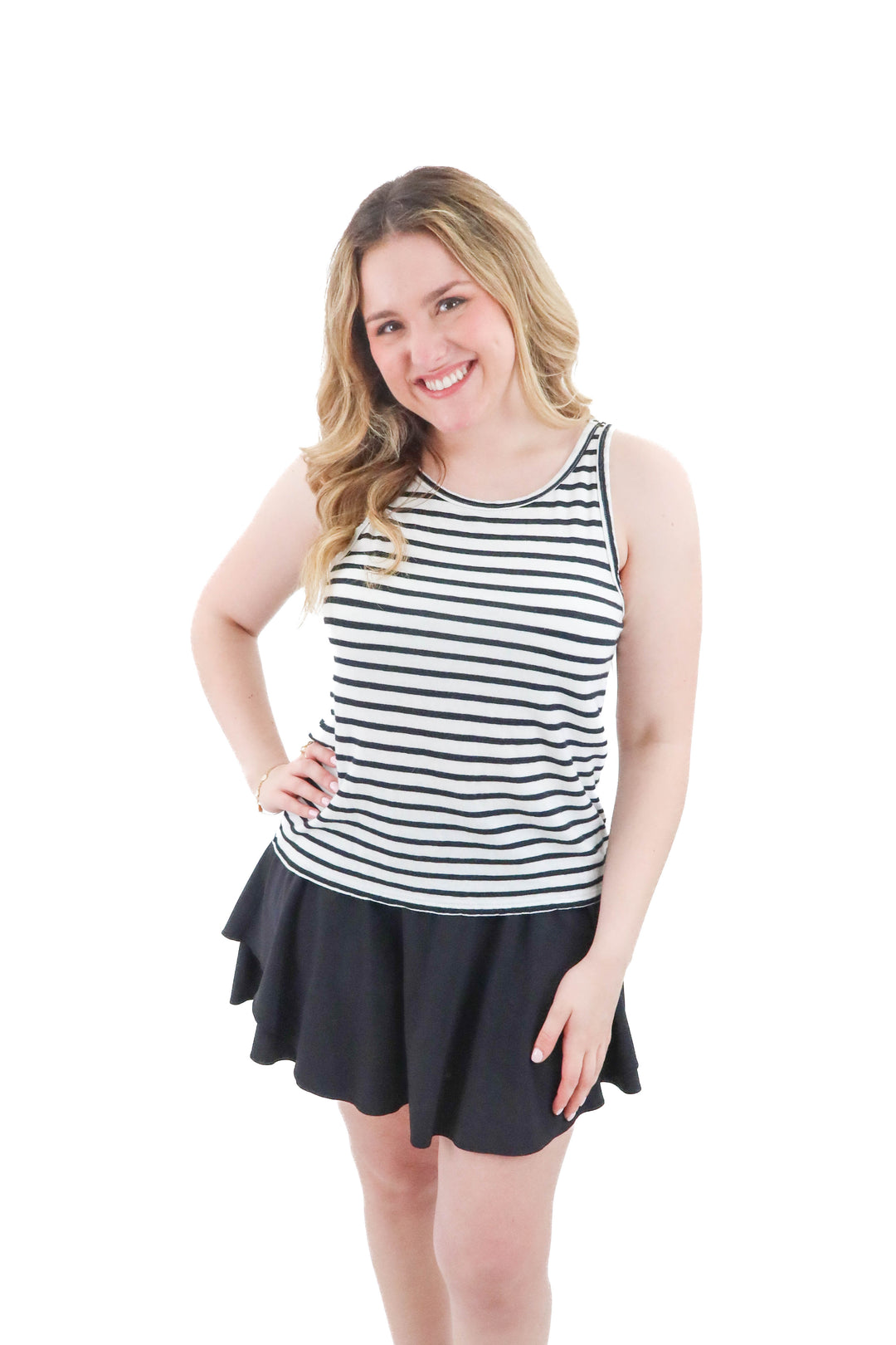 enza costa black and white tank (m; retail $110)