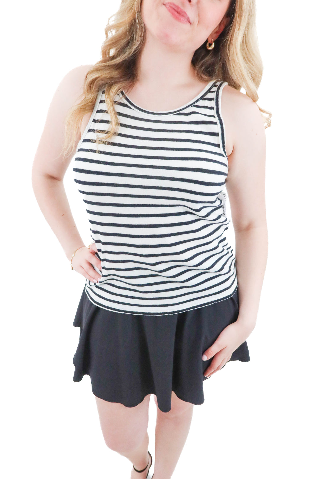 enza costa black and white tank (m; retail $110)