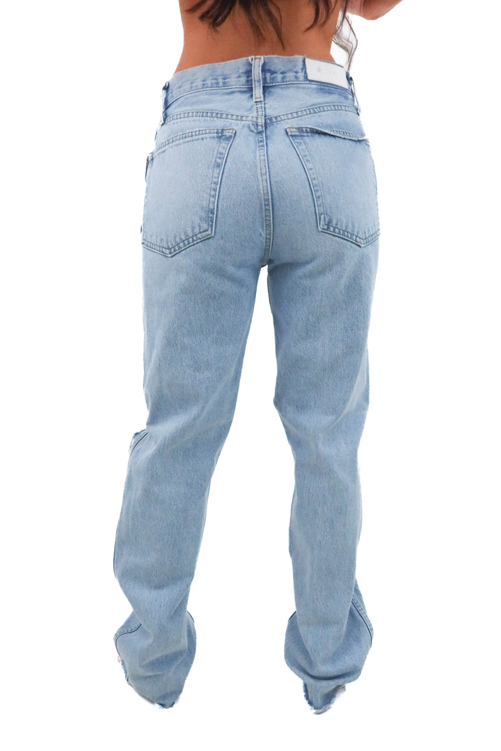 re/done light wash 90s high rise (28; retail $275)