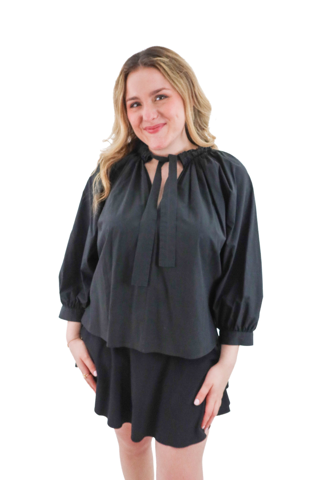 rails black ruffled blouse (m; retail $228)