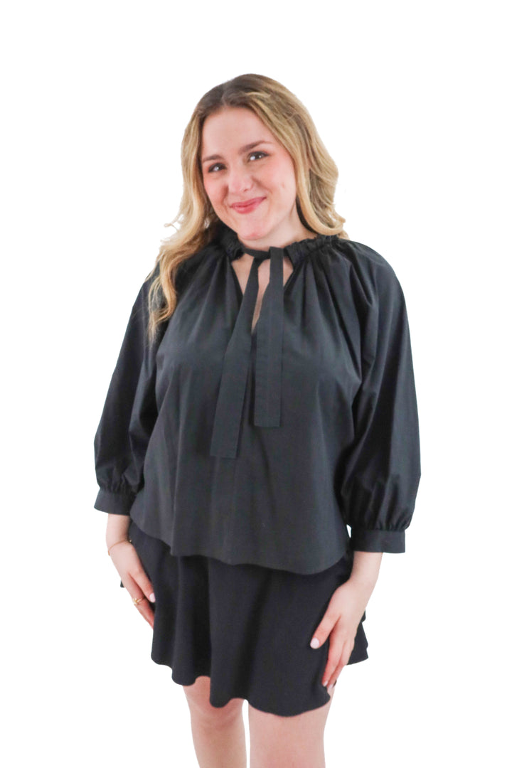 rails black ruffled blouse (m; retail $228)