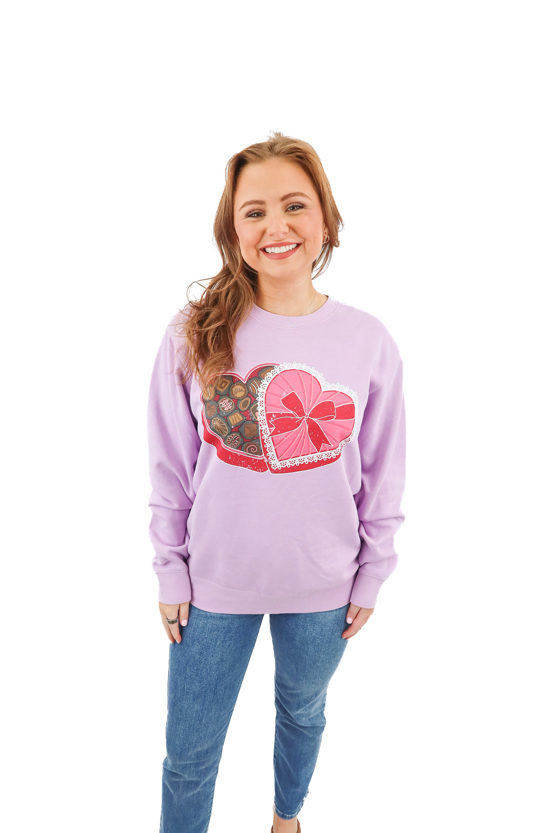 Living Fully Co. lavender chocolate box sweatshirt (S)
