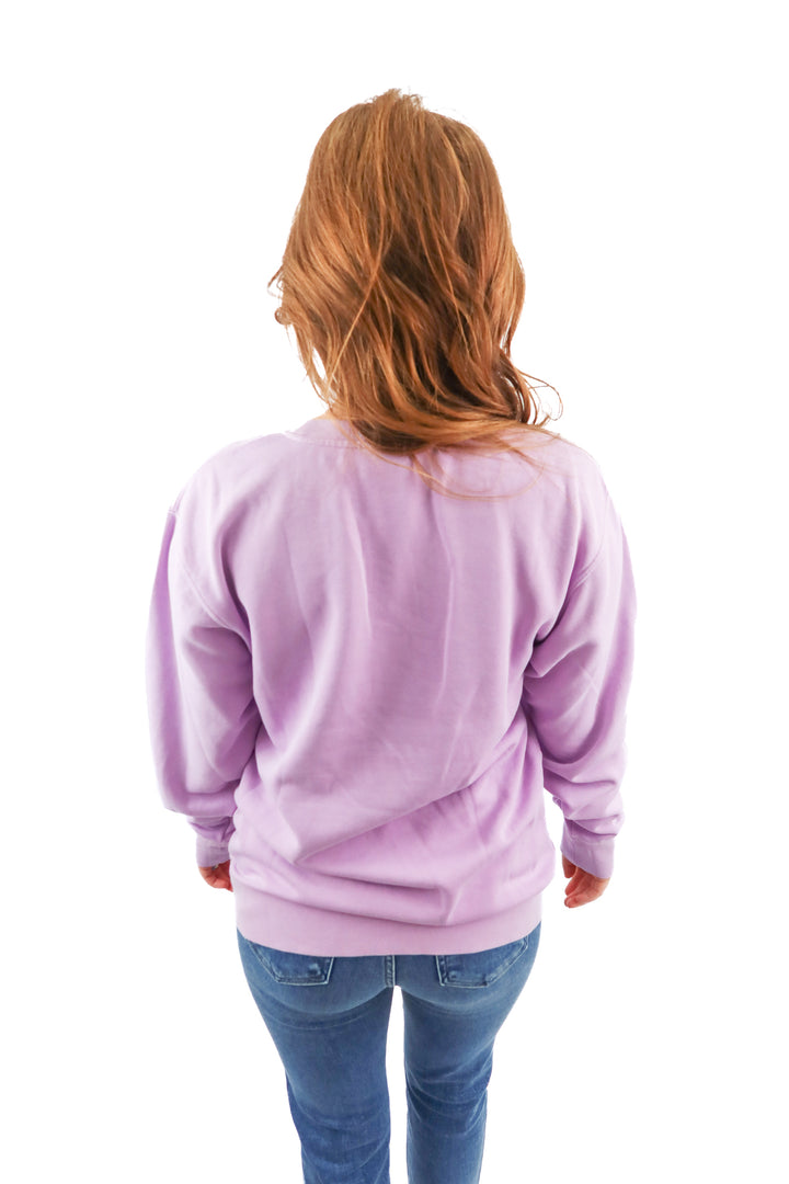 Living Fully Co. lavender chocolate box sweatshirt (S)