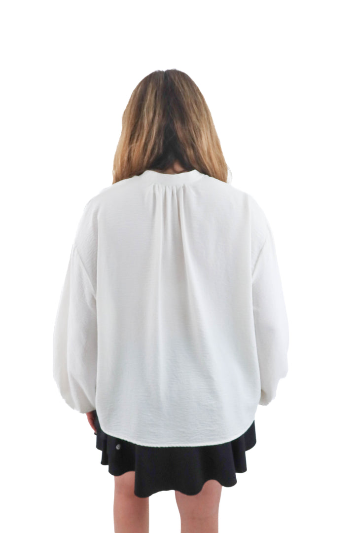 karlie white button down blouse (l; retail $80)