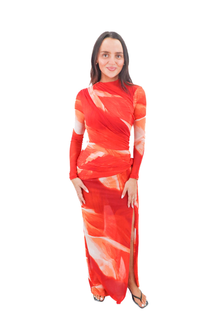 jlux label red floral dress (s; retail $118)