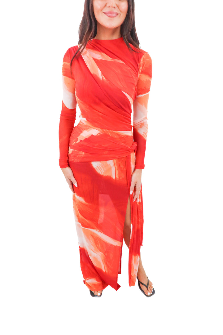 jlux label red floral dress (s; retail $118)