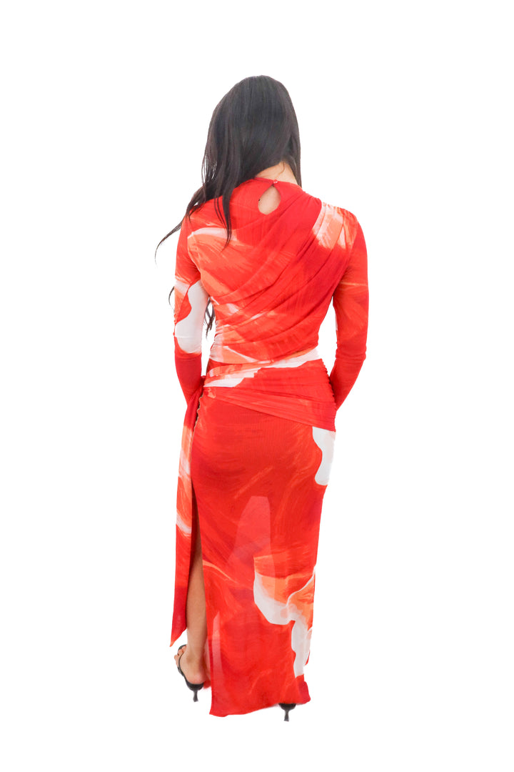 jlux label red floral dress (s; retail $118)