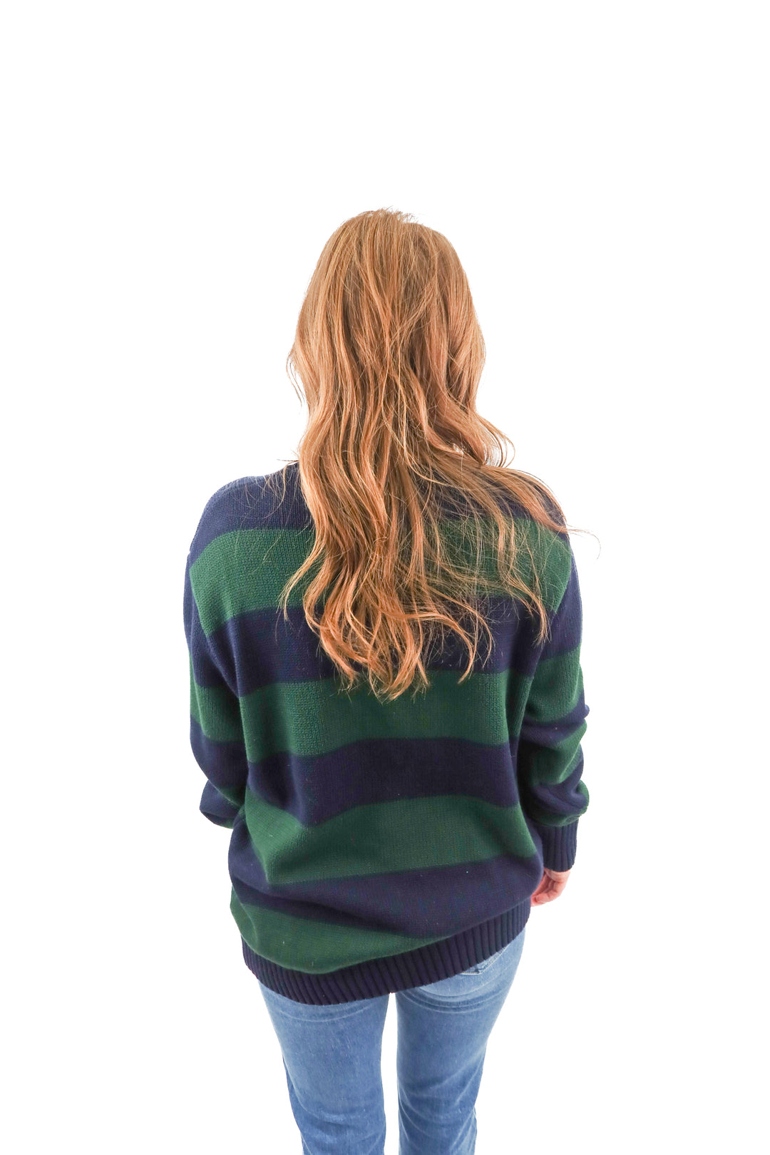Brandy Melville blue green stripe knit sweater (OS)