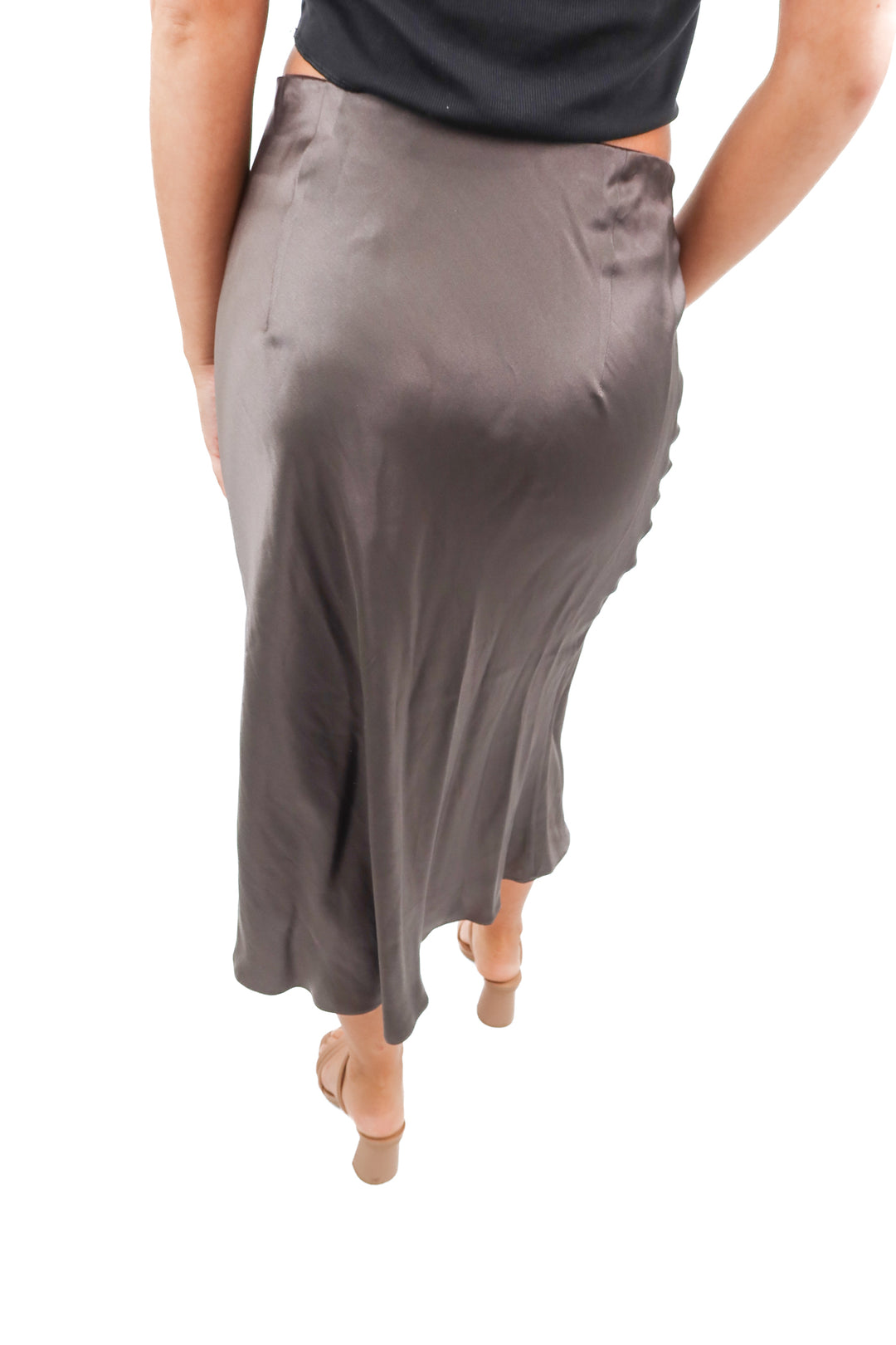 Almina charcoal silk maxi skirt (S)