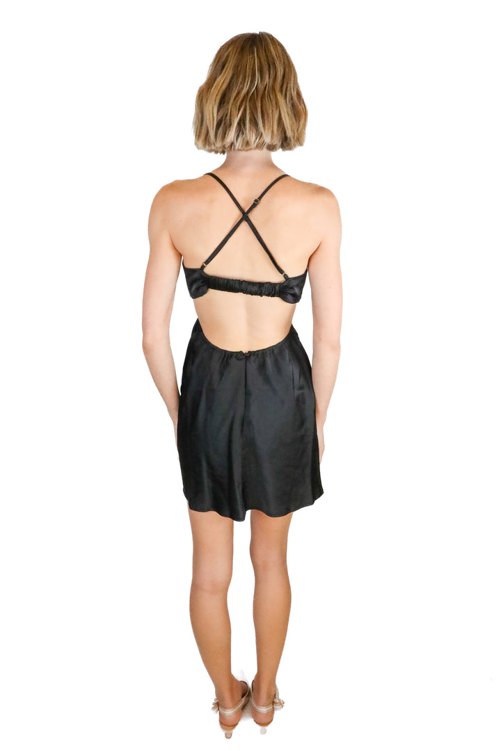 grey bandit black cut out mini dress (m)