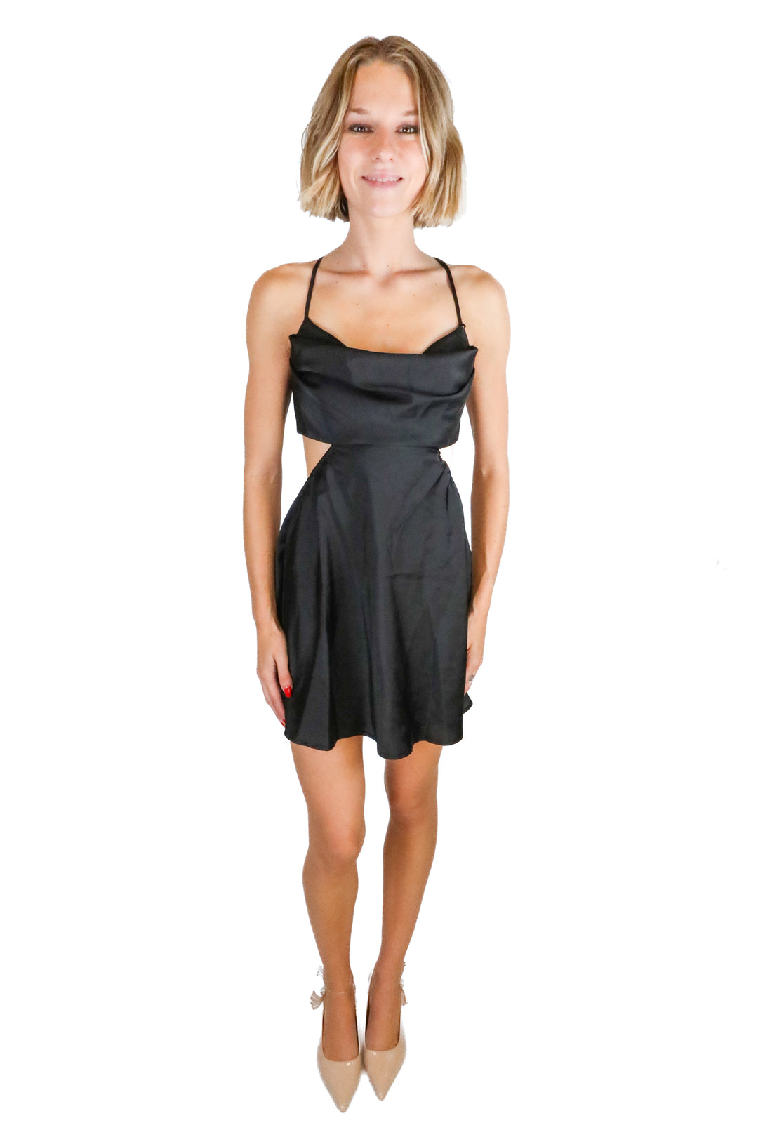 grey bandit black cut out mini dress (m)