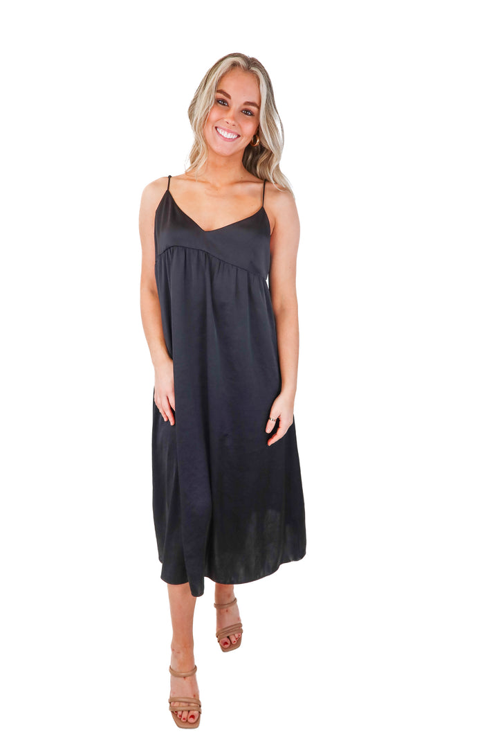 wilfred black slip dress (m; retail $118)