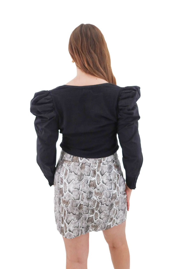 nation black puff sleeve blouse (m; retail $169)