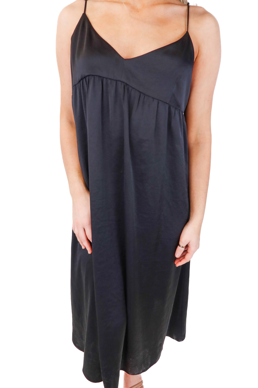 wilfred black slip dress (m; retail $118)