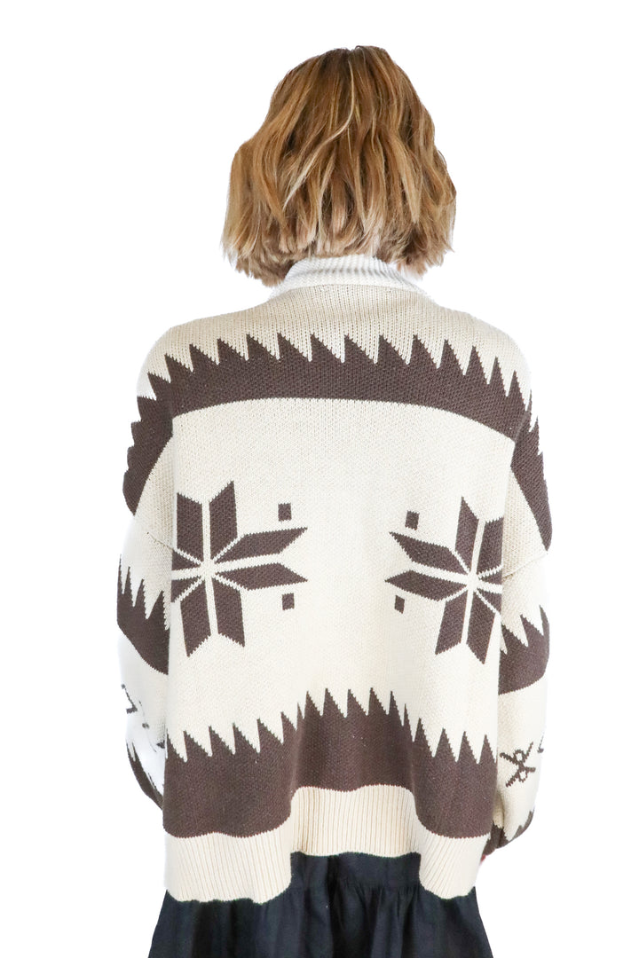 grey bandit chunky knit oversized zip up (s)