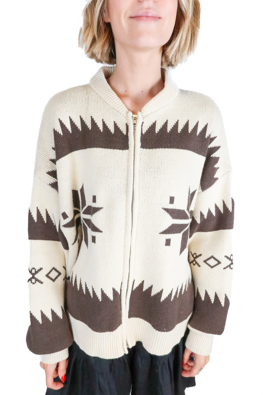 grey bandit chunky knit oversized zip up (s)