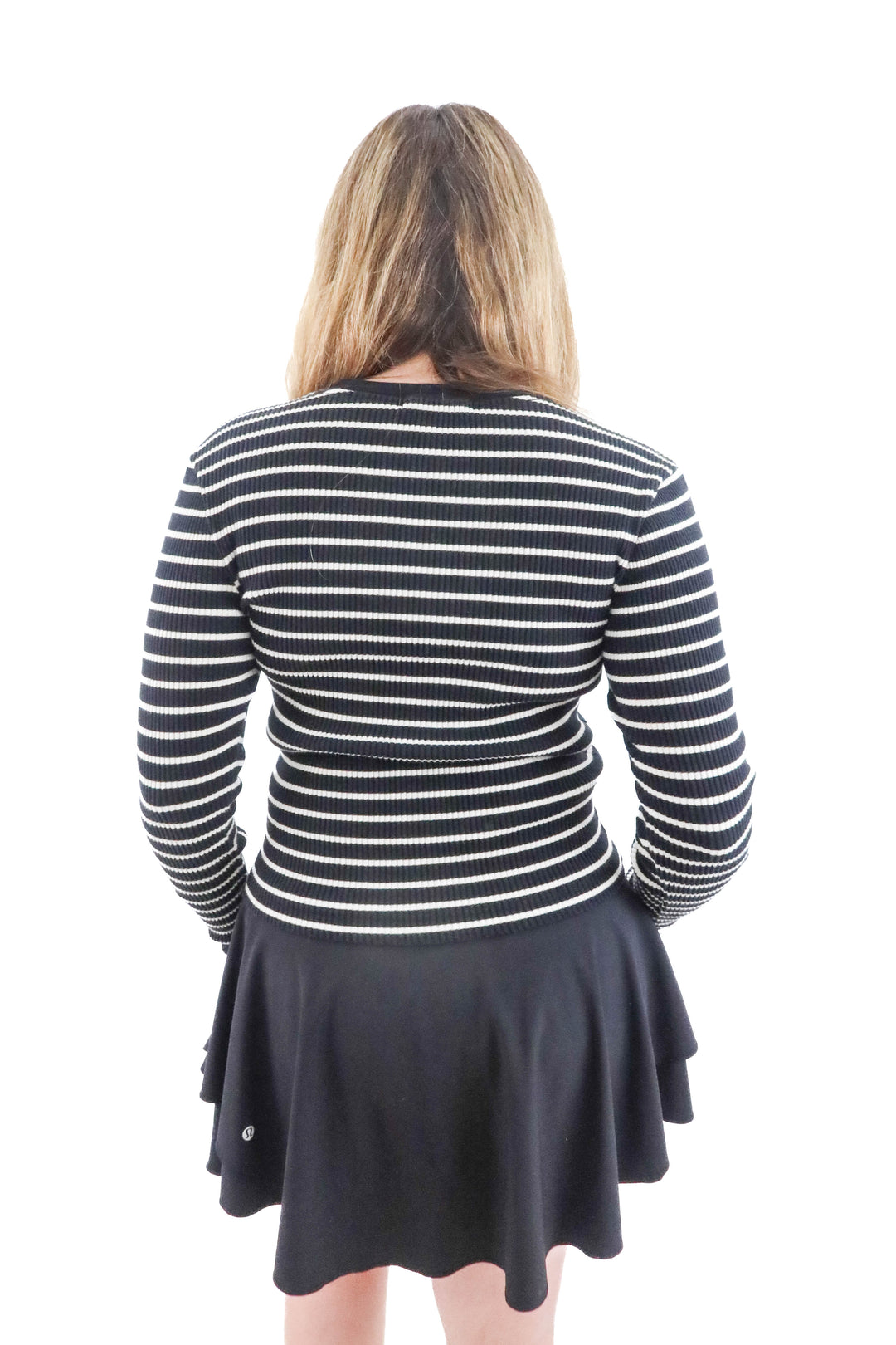 perfect white tee black and white striped long sleeve tee (m; retail $105)
