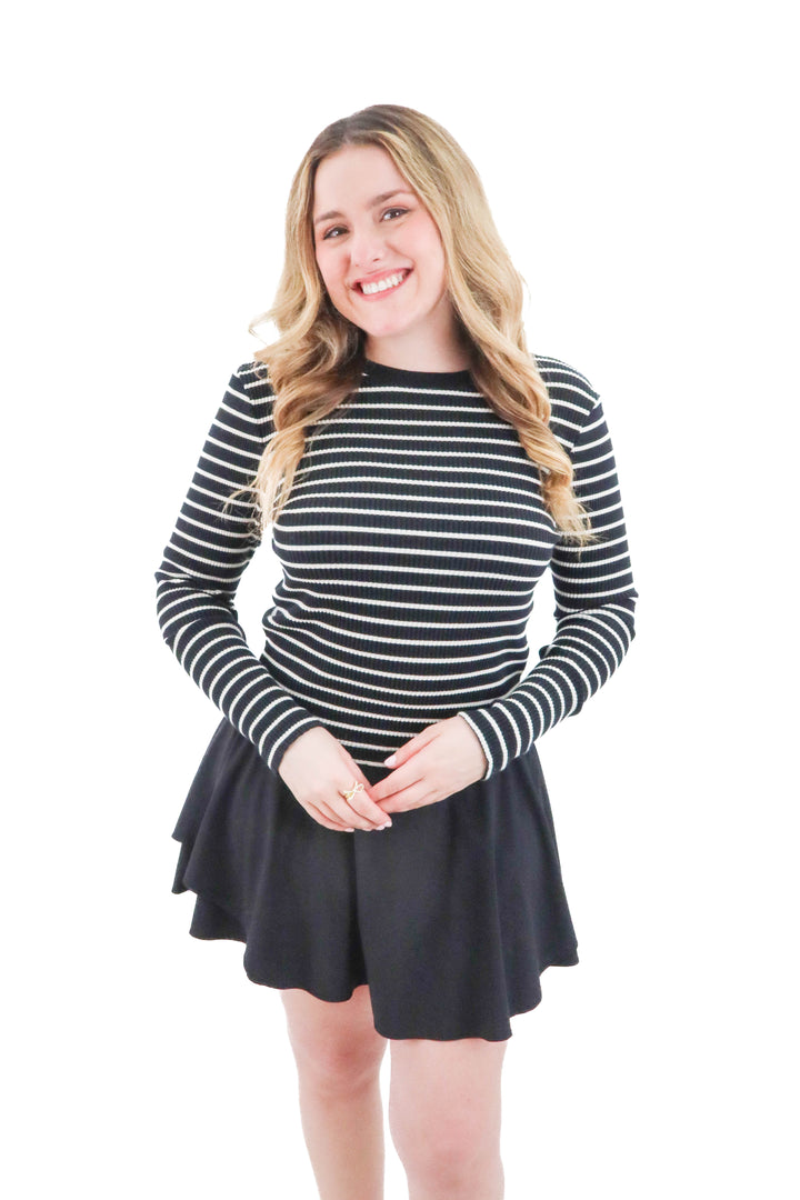 perfect white tee black and white striped long sleeve tee (m; retail $105)