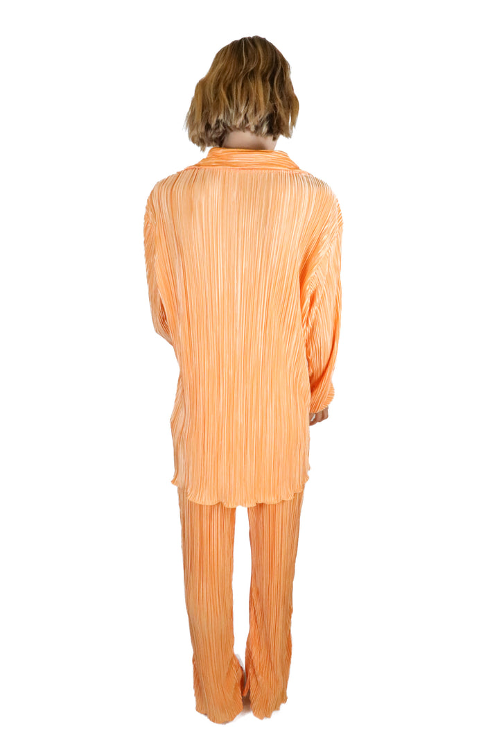 orange plisse long sleeve and pant set (m)