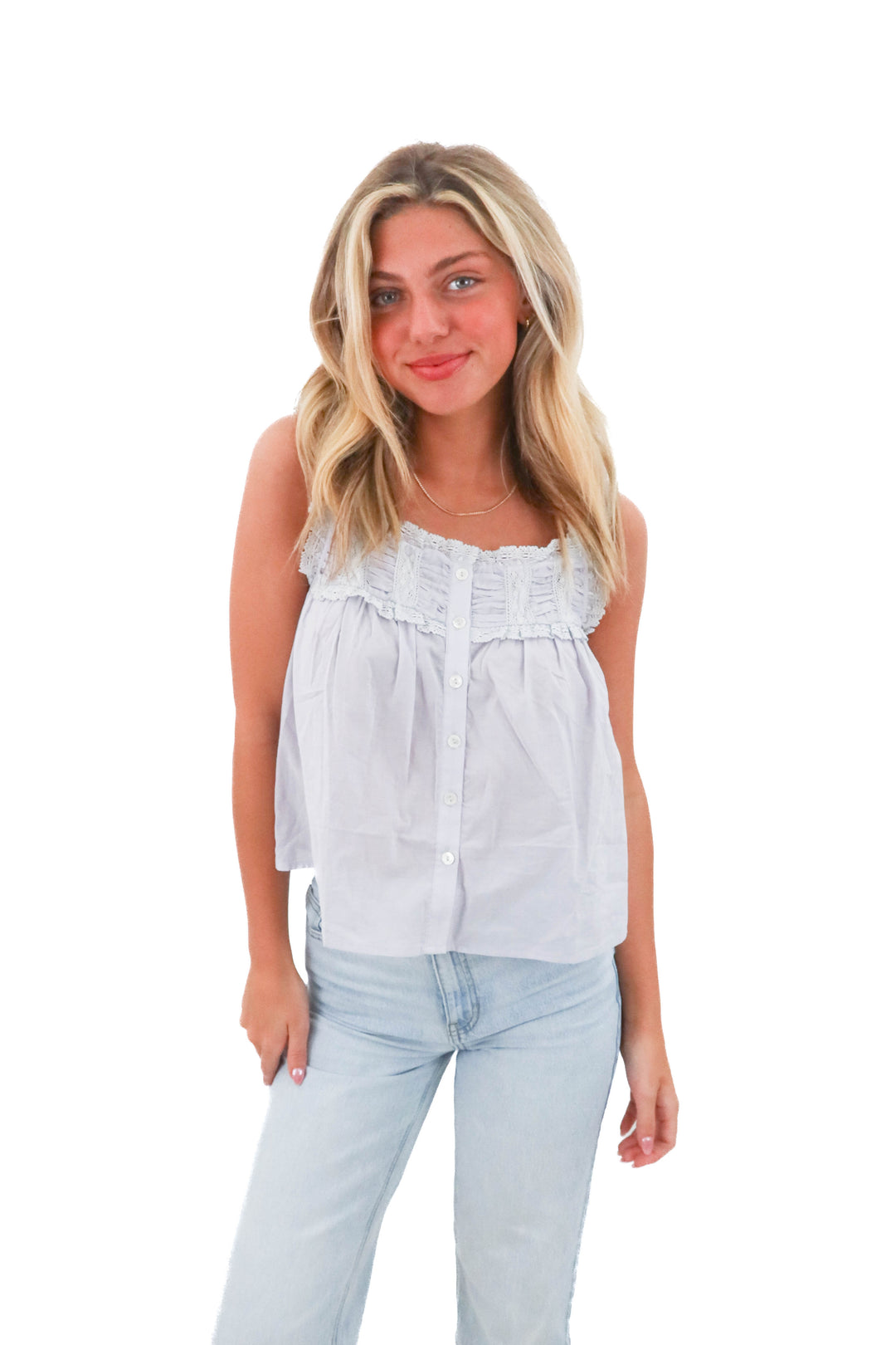 sorella pastel blue top (4; retail $45)