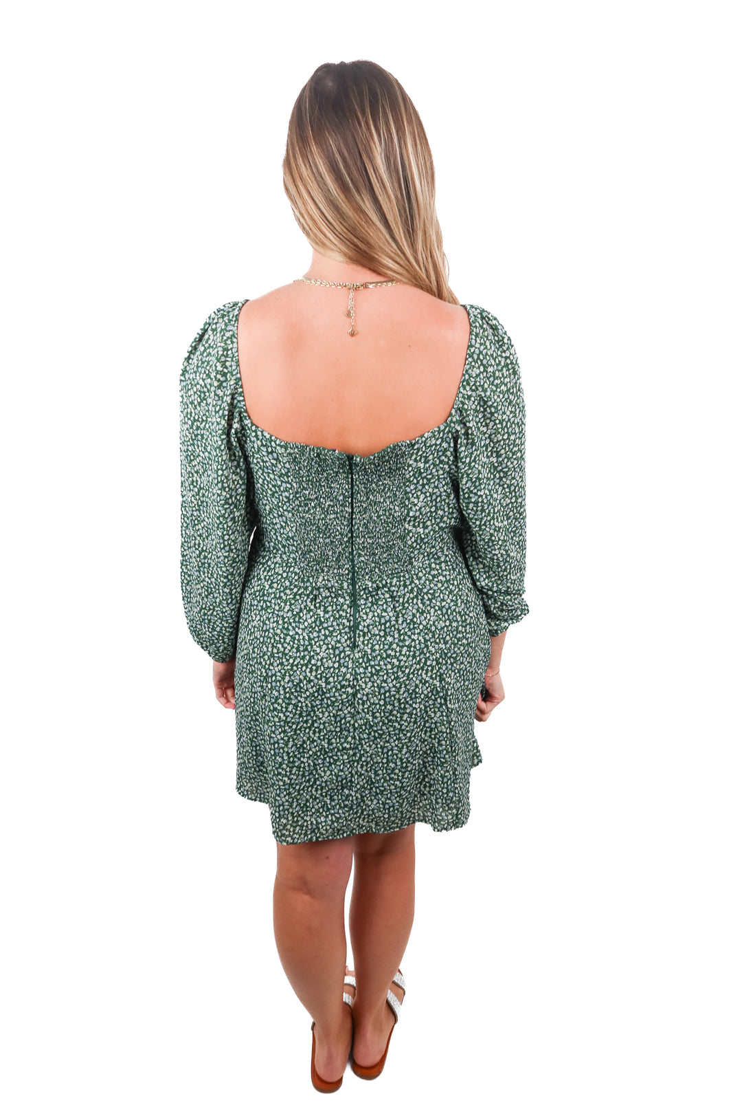 abercrombie floral green dress (L)