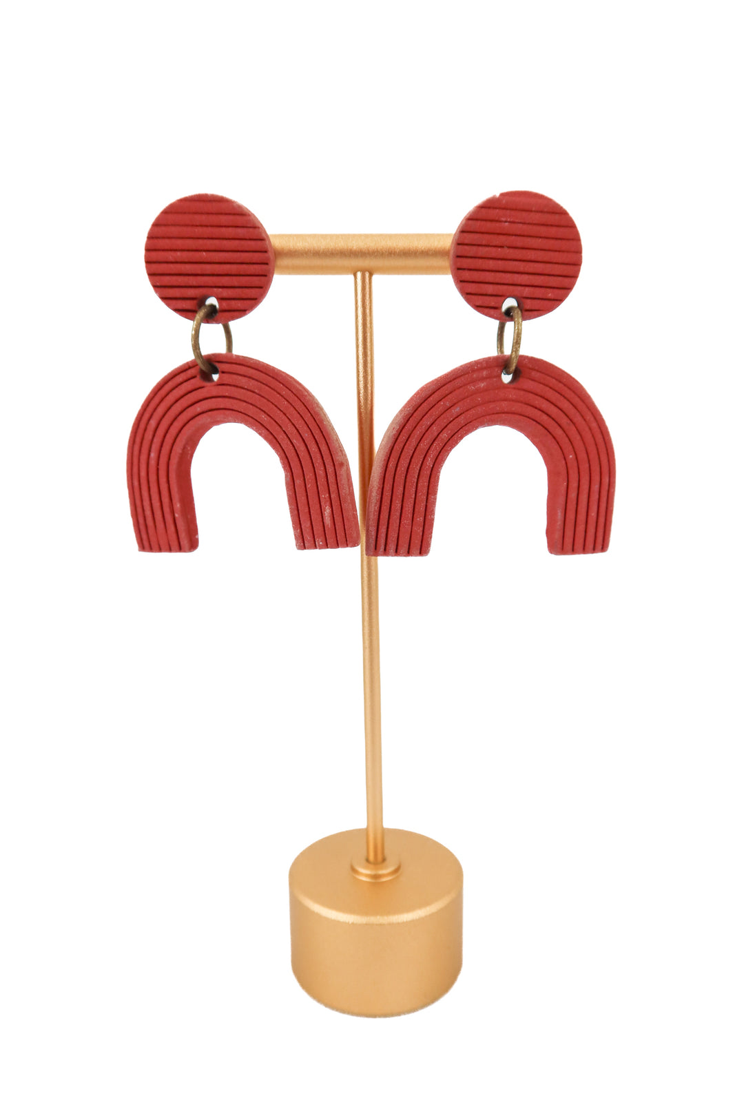 terracota circle/arch clay drop earrings