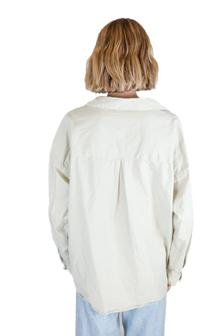 h&m light green button up top (s)