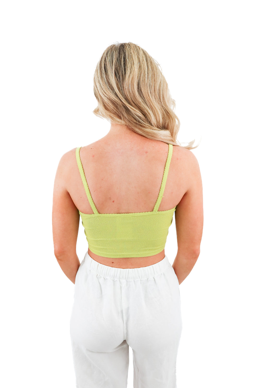 sunday best green cami ribbed cropped top (XS)