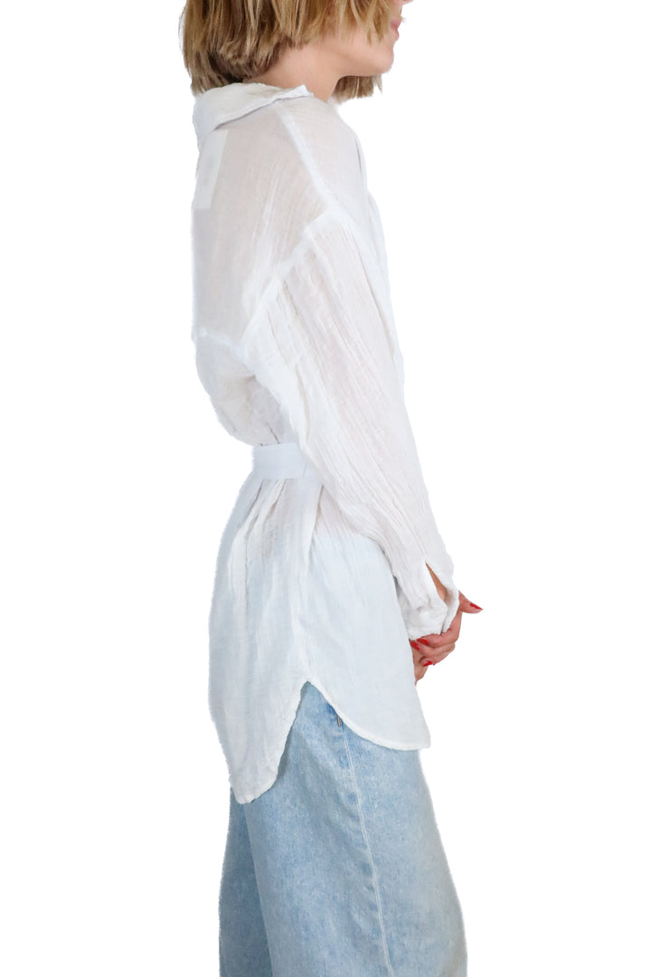 abercrombie white linen cinched button up (S; retail $80)