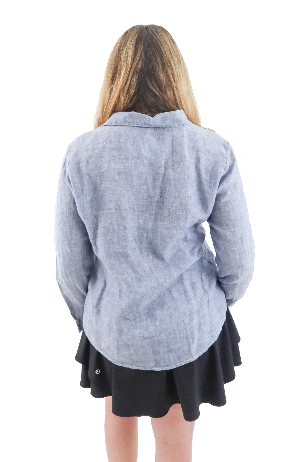 cp chades blue linen top (m; retail $99)