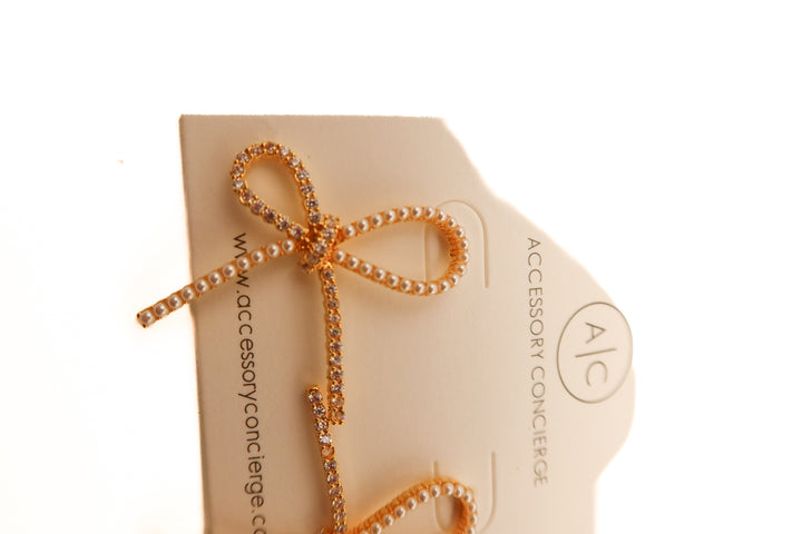 Accessory concierge gold pearl bow earrings NWT (retail $44)