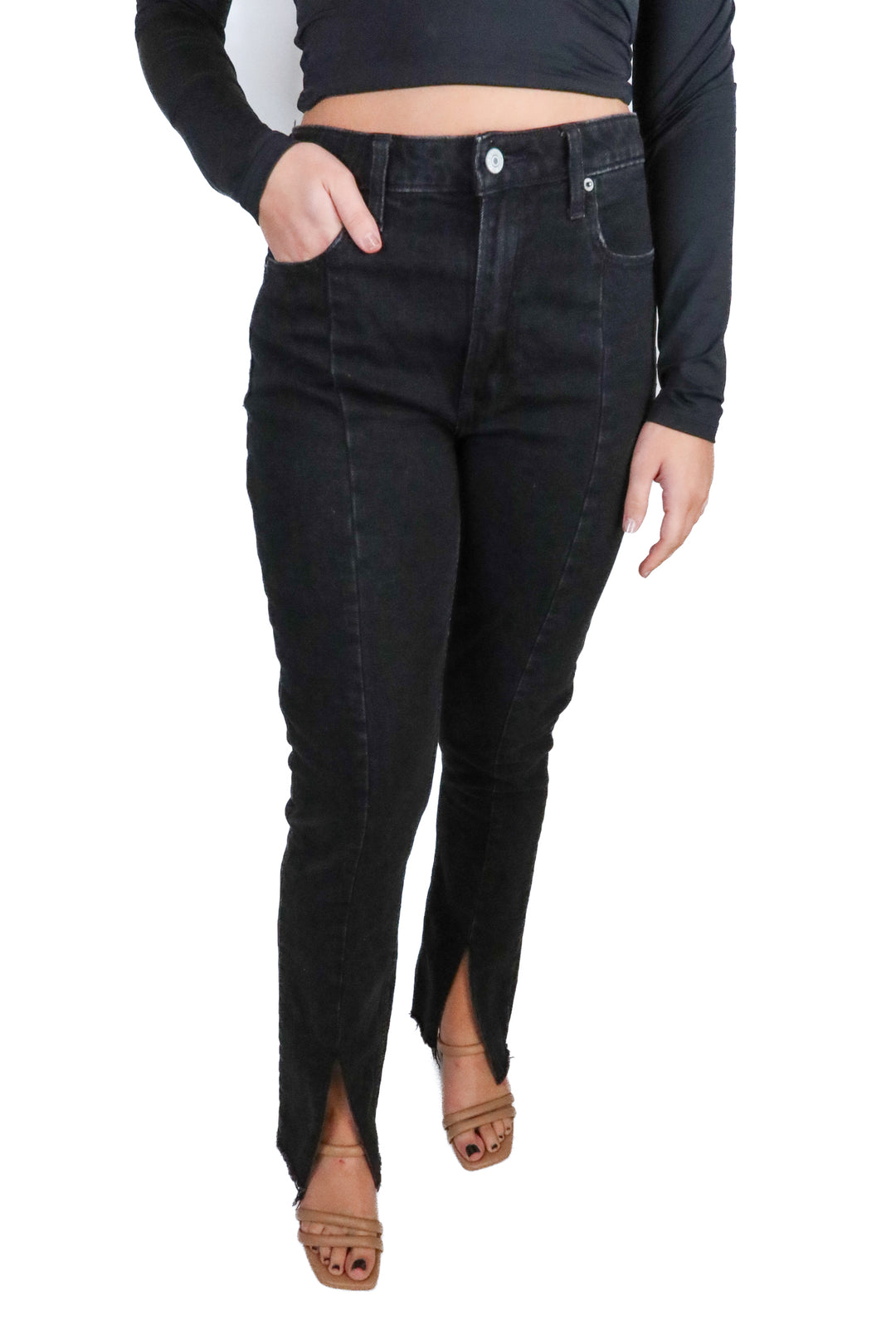 abercrombie and fitch black curve love high rise skinny jeans (27/4r; retail $90)