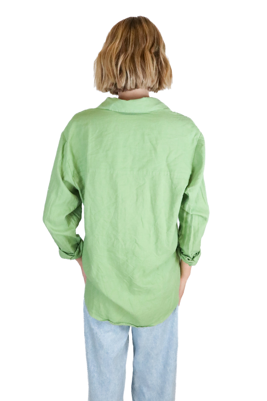 abercrombie green linen button up shirt (m; retail $60)