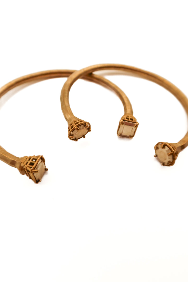 Gold rustic metal bangles (set of 2)