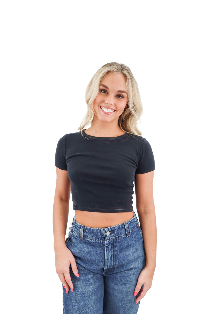 topshop black short sleeve baby tee (2)