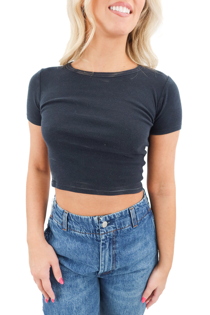 topshop black short sleeve baby tee (2)