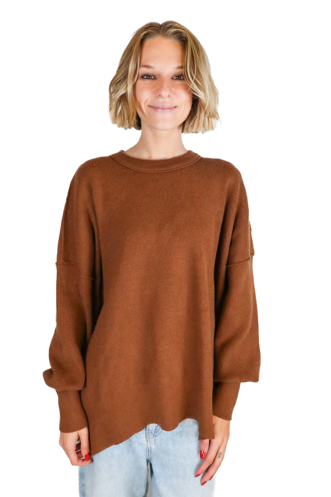 Illusory brown oversized sweater (M)