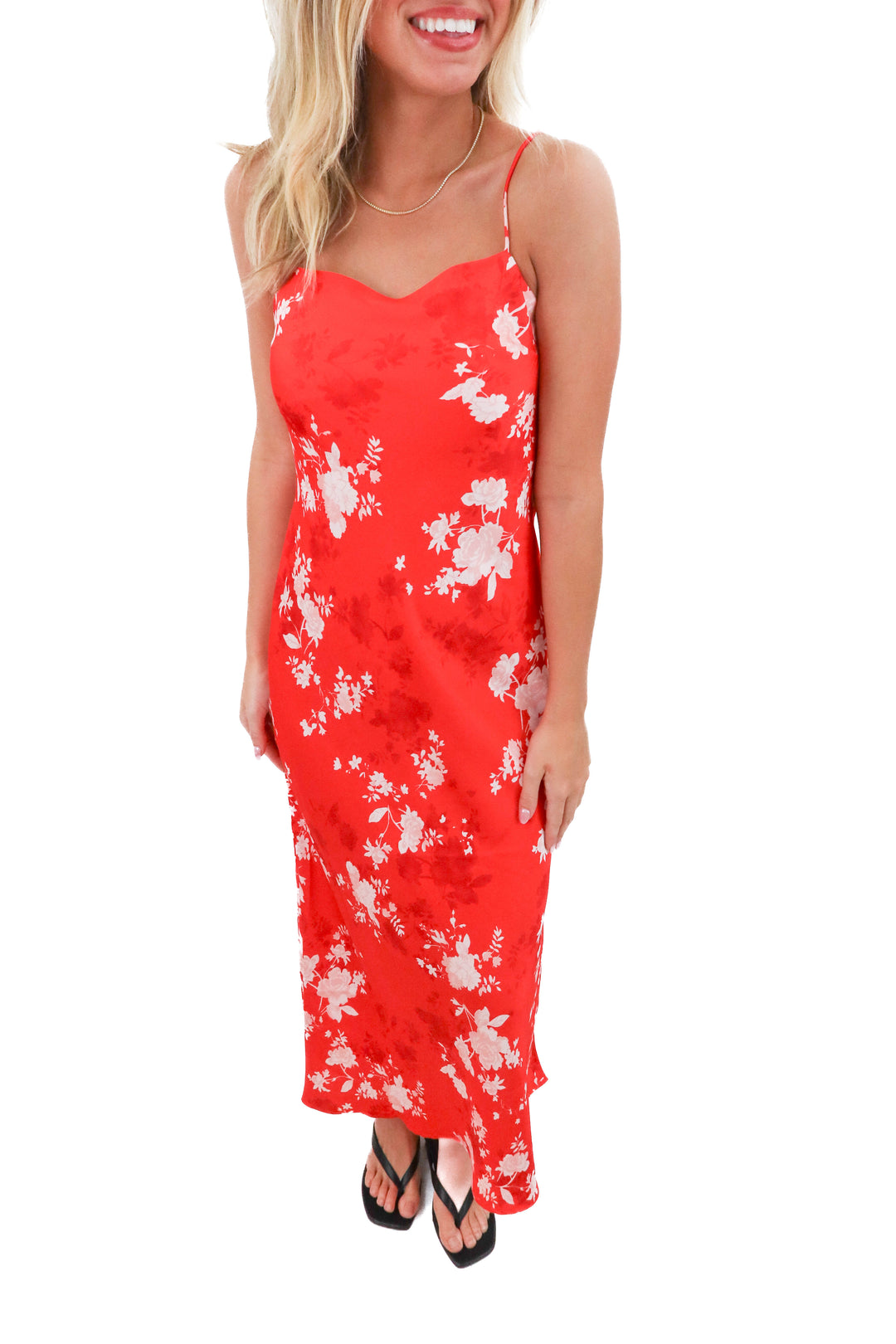 z supply red floral silk dress nwt (s; retail $110)