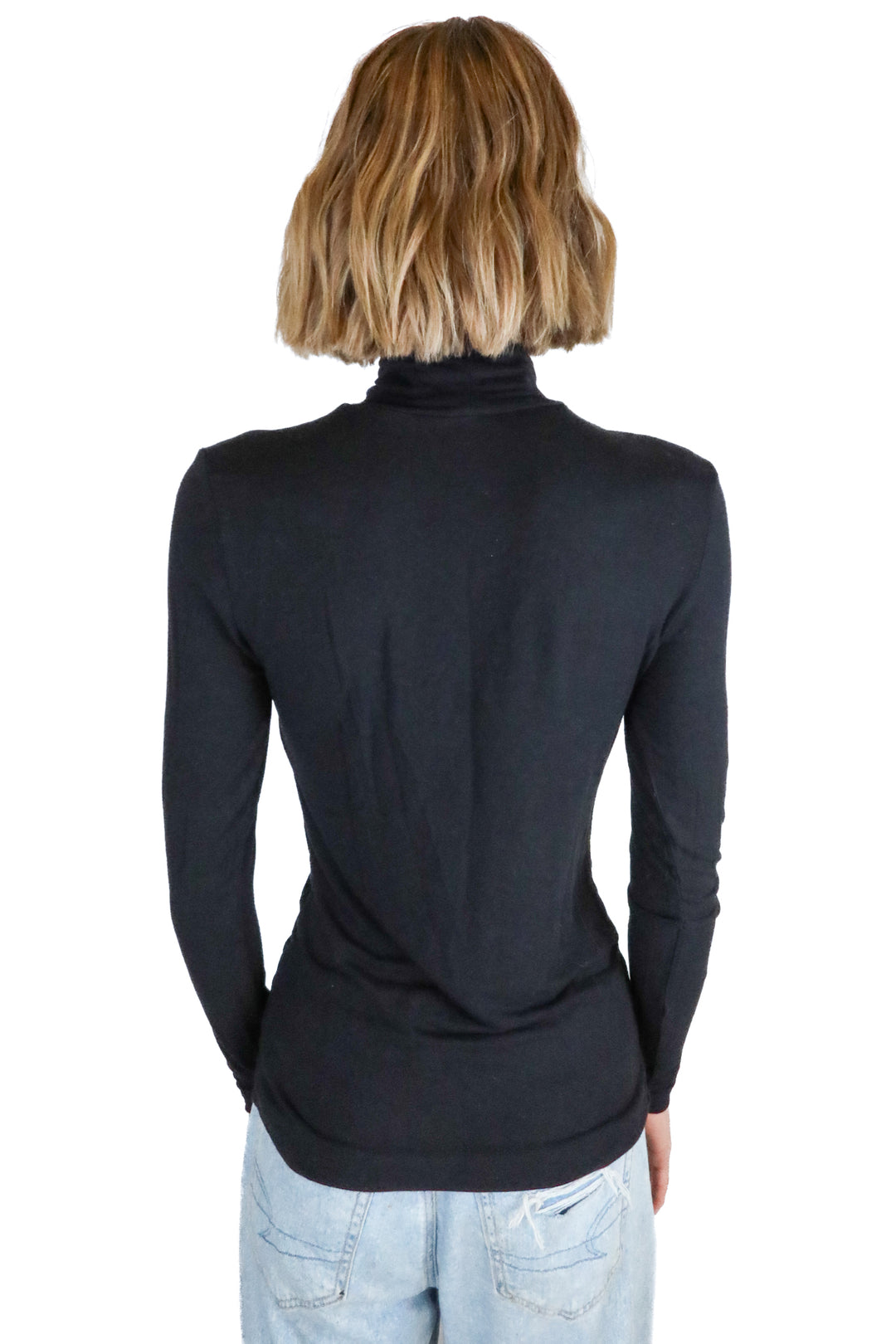 cuddl duds black turtleneck long sleeve top (s)