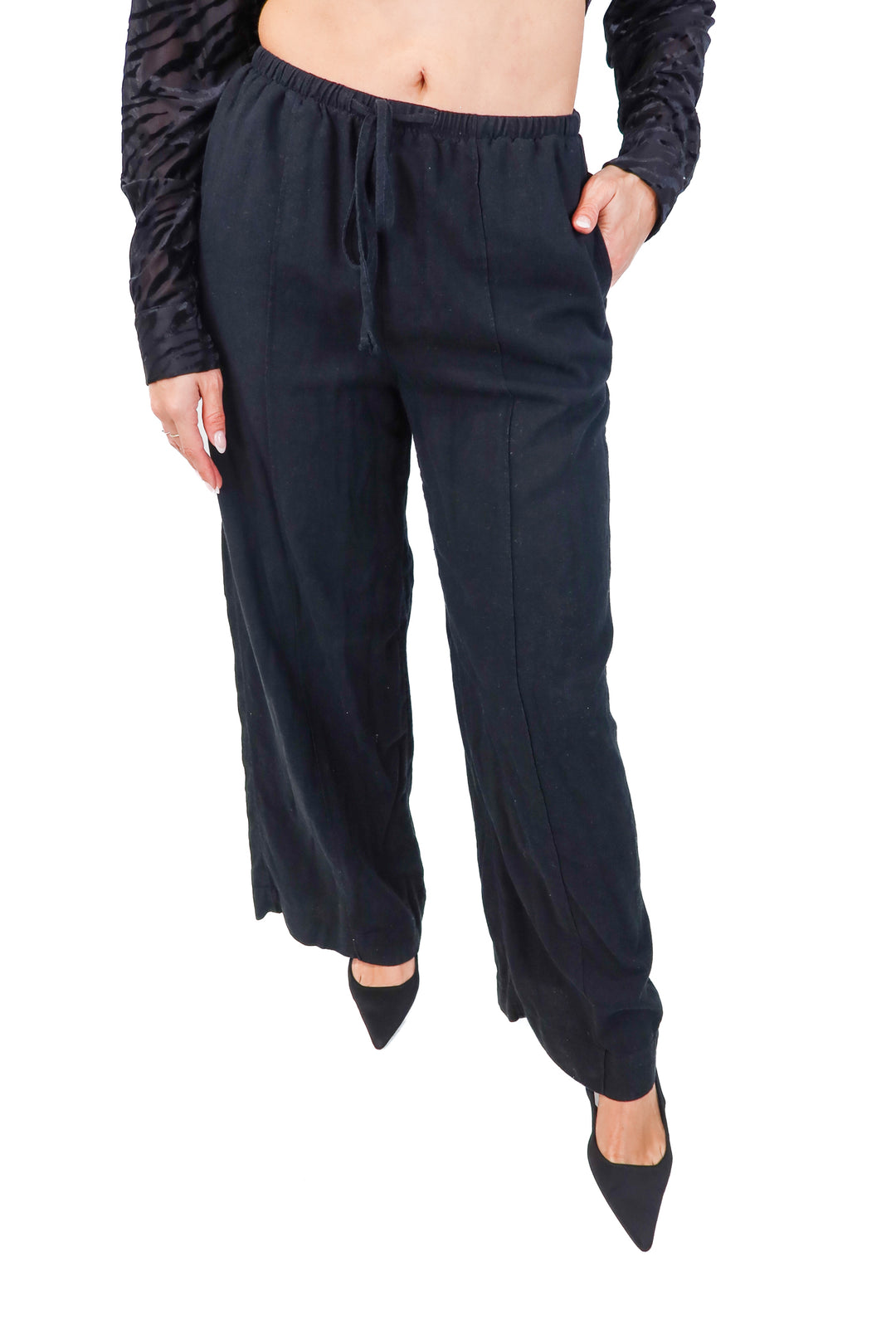a new day black linen pants (s)