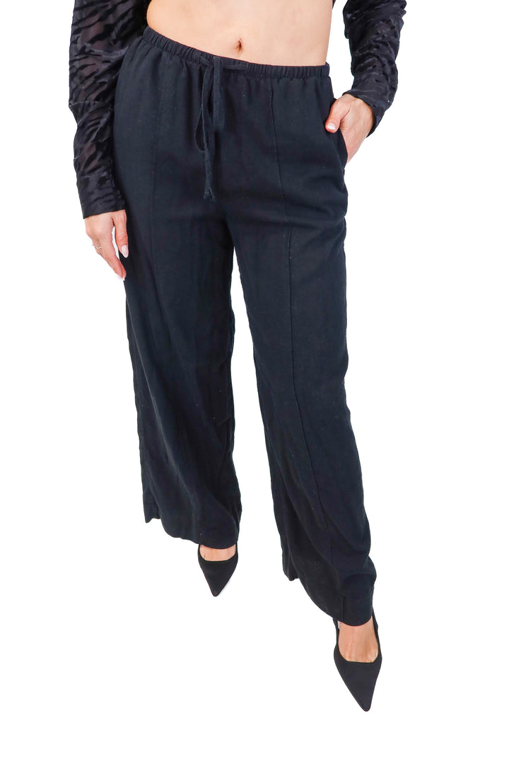 a new day black linen pants (s)
