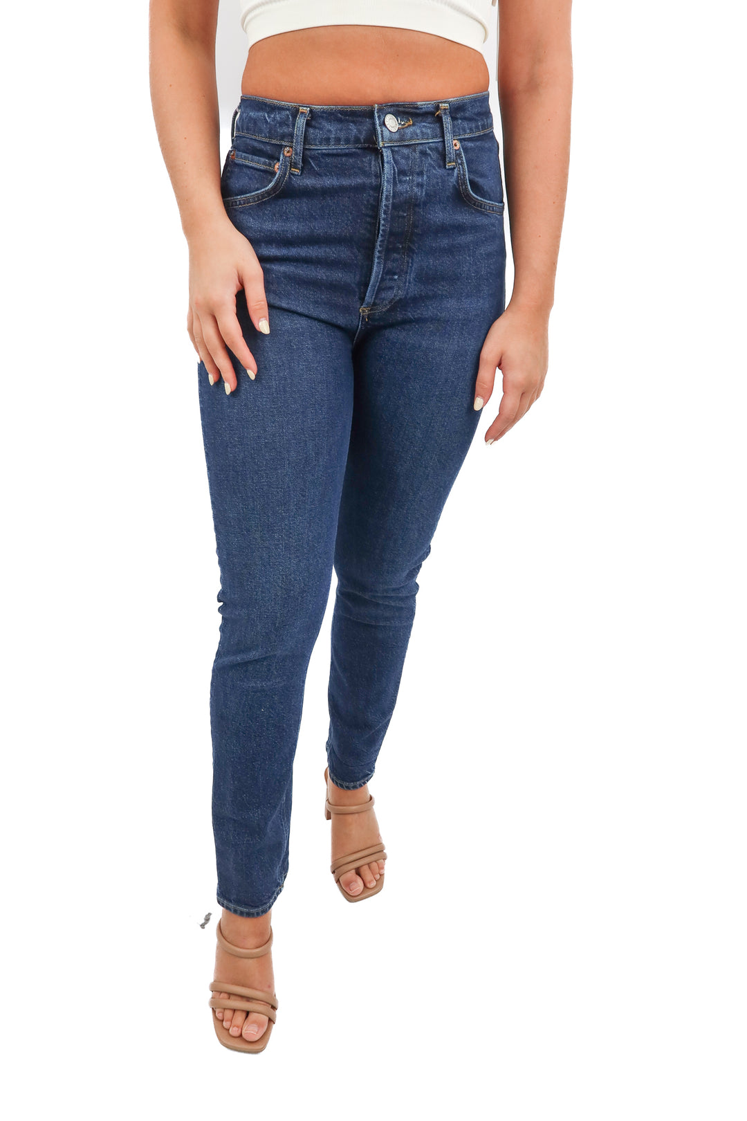 Agolde dark wash riley jeans (25L)