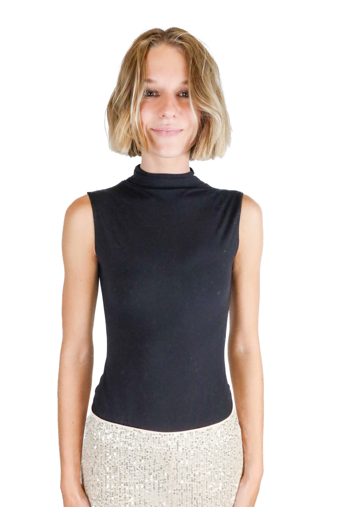 Pumiey mock black sleeveless bodysuit (S)