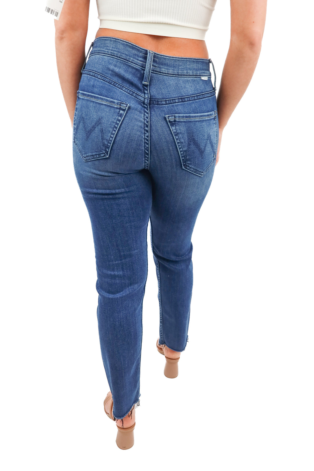 Mother medium wash the tomcat ankle fray (25; retail $248)