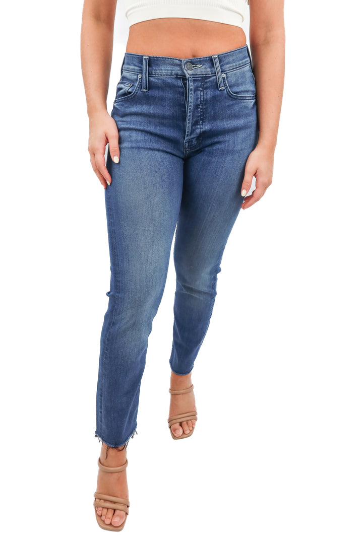Mother medium wash the tomcat ankle fray (25; retail $248)